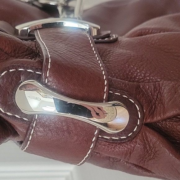 SOLD -B. Makowsky Genuine Leather Handbag Brown EUC w/ Dust Bag - Picture 8 of 13